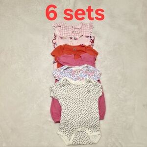 Assorted Baby Bodysuits Set - Pink, Orange, White